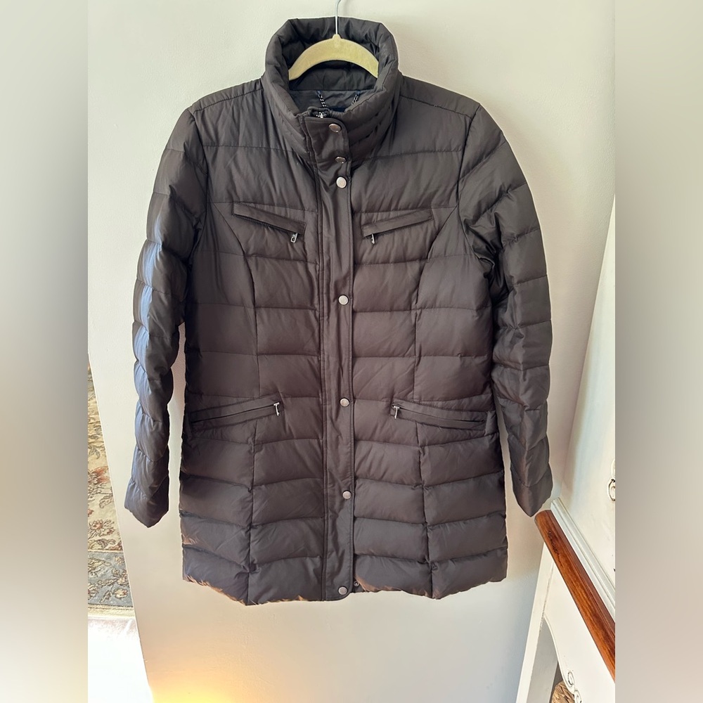 COLE HAAN black down puffer jacket women’s size Large with 4 zip pockets - Picture 4 of 16